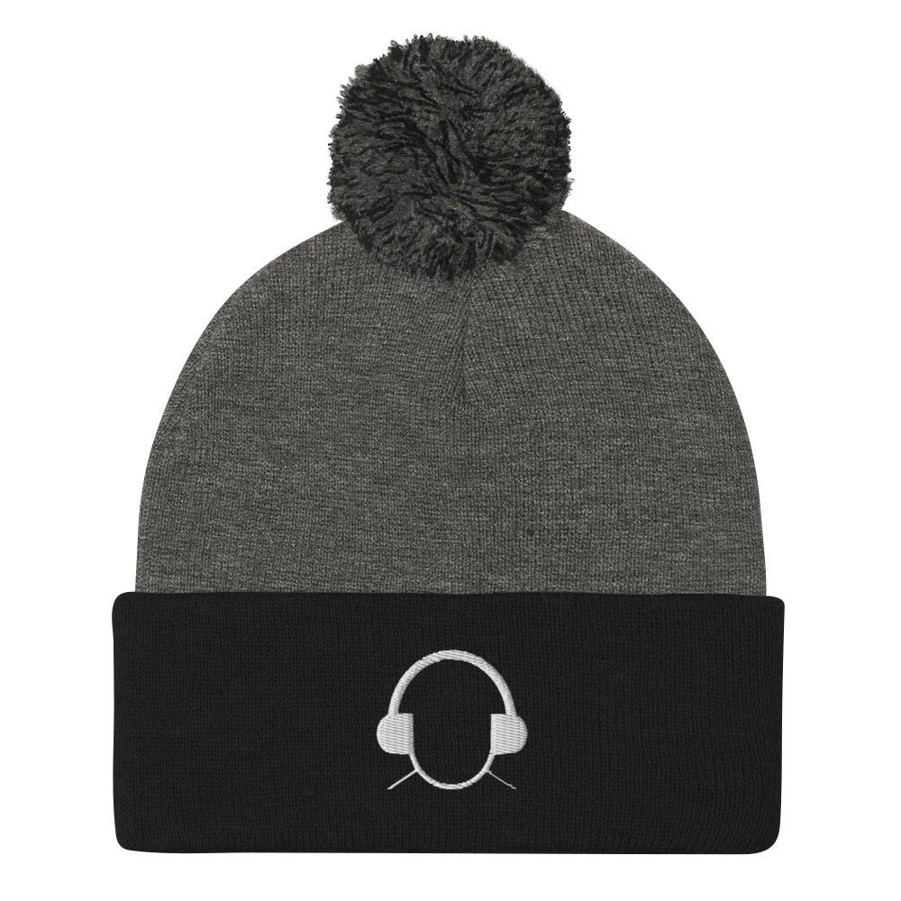 Embroidered Logo Pompom Beanie