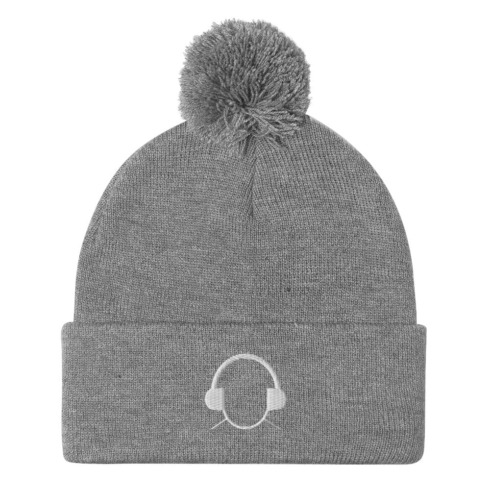 Embroidered Logo Pompom Beanie